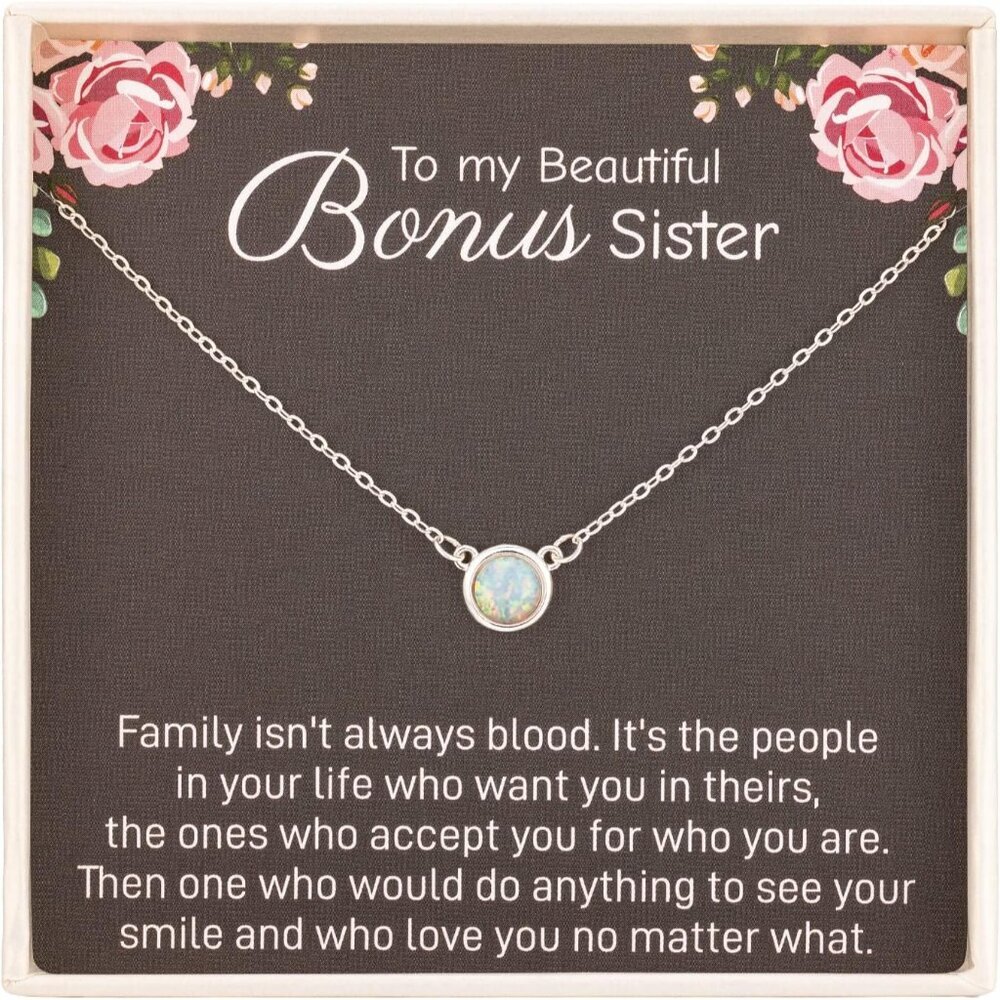 Sterling Silver White Opal Sister in Law Necklace Gift for Wedding, Xmas